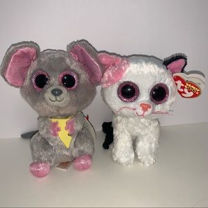 TY BEANIE BOO’S Muffin cat and Squeaker mouse with tags beanie boo plush